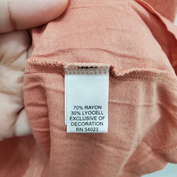 Banana Republic Women's‎ Salmon Metallic Thread Embroidered Tie Neck Top Size L - Picture 4 of 5